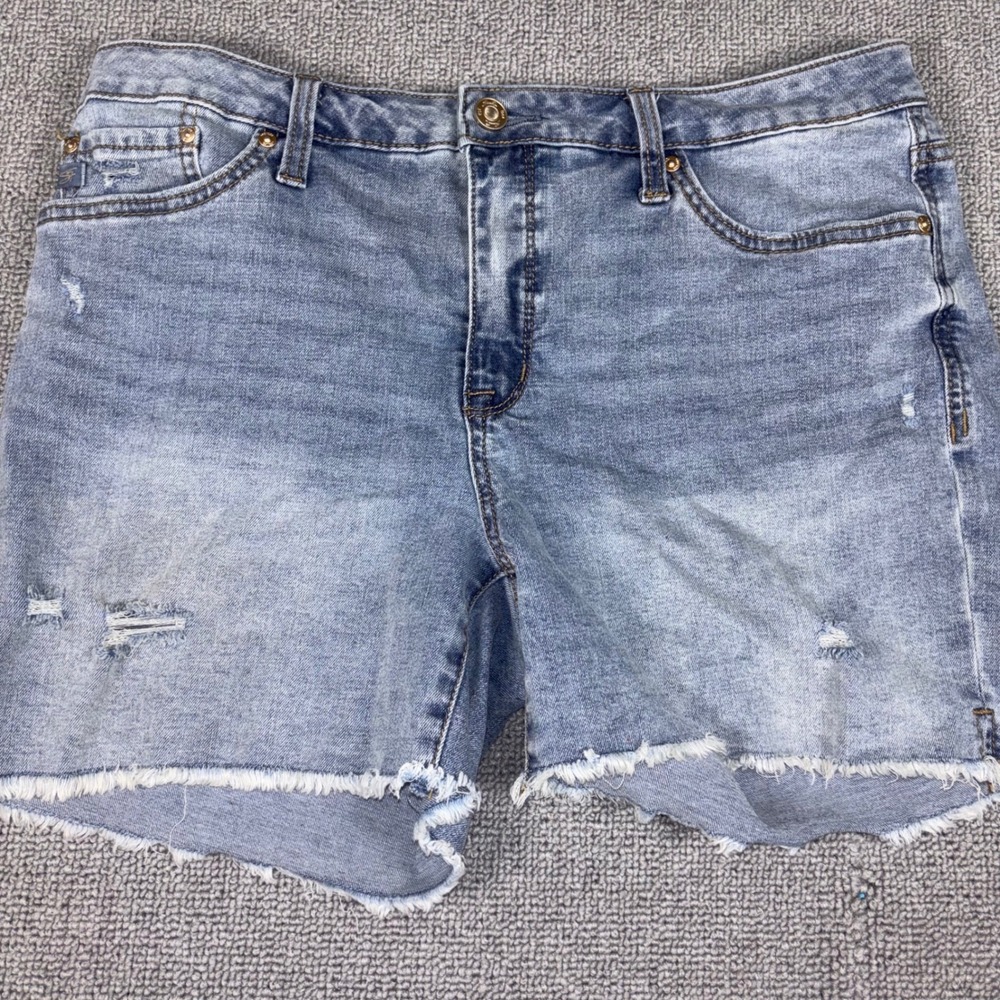 Seven7 Denim Shorts Womens 10 Blue Distressed Raw Hem Jean Short Casual Summer